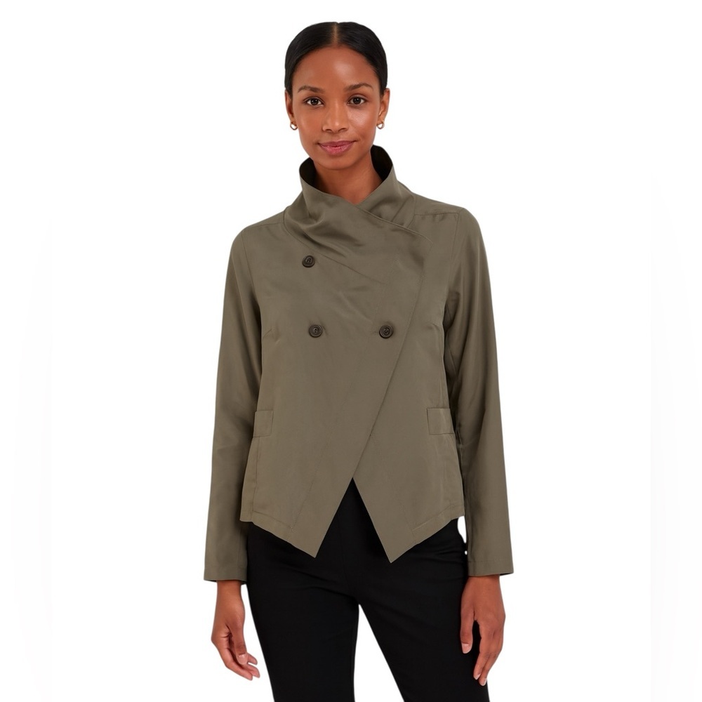 Sandra Angelozzi M Women's Taupe‎ Double-Breasted Blouse